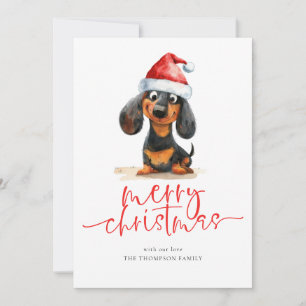 Dachshund Santa Hat 2026 Calendar God jul Julkort