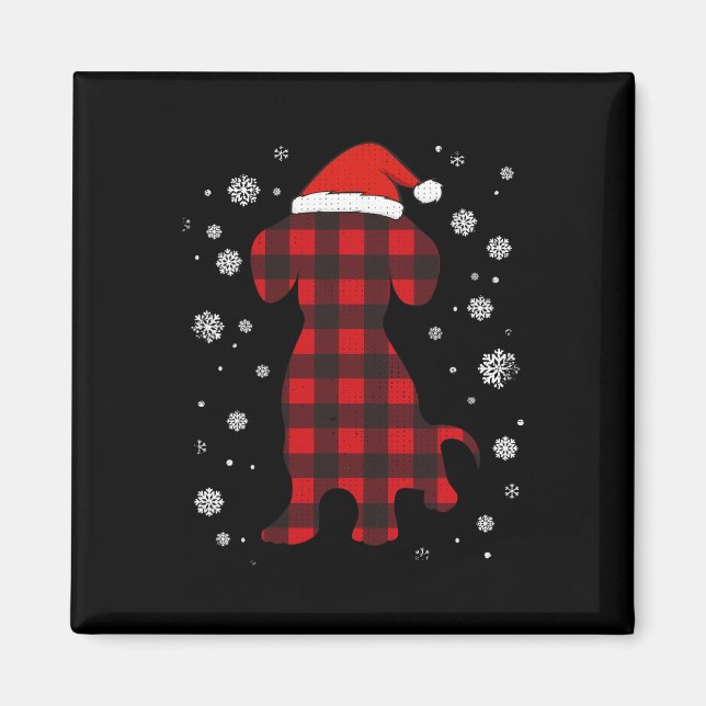 Dachshund Santa Hat Hund älskare jul Magnet (Framsidan)
