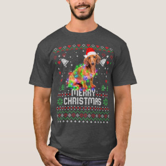 Dachshund Santa Hat Hund Julgran Ljus Holi T Shirt