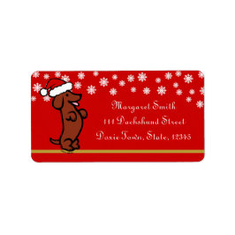 Dachshund Santa Hat Labels Adressetikett