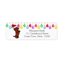 Dachshund Santa Hat Labels