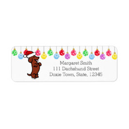 Dachshund Santa Hat Labels Returadress Etikett