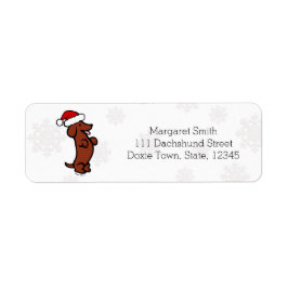 Dachshund Santa Hat Labels Returadress Etikett