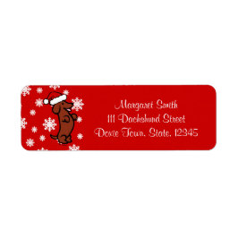 Dachshund Santa Hat Labels Returadress Etikett