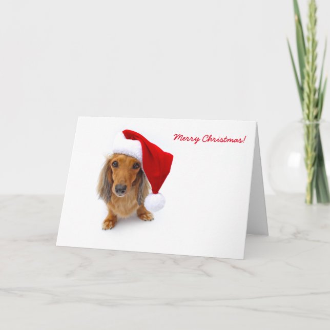 dachshund Santa Helgkort (Framsida)