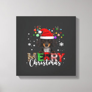 Dachshund Santa Hund God Jul Överstor T-Shirt Canvastryck