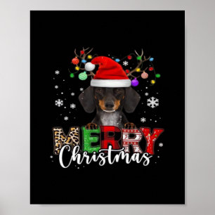 Dachshund Santa Hund God Jul Överstor T-Shirt Poster