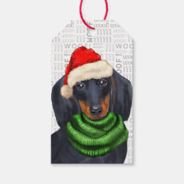 Dachshund Santa Hund jul Presentetikett