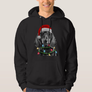 Dachshund Santa Julgran Ljus Julafton Wiener Hoodie