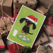 Dachshund Santa med Mjölk och Cookies-jul