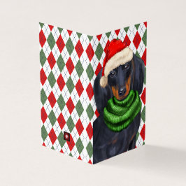 Dachshund Santa med Säsong-Helgdag-kort Kort