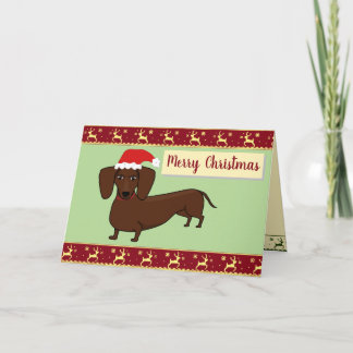Dachshund Santa Merry Christmas Kort