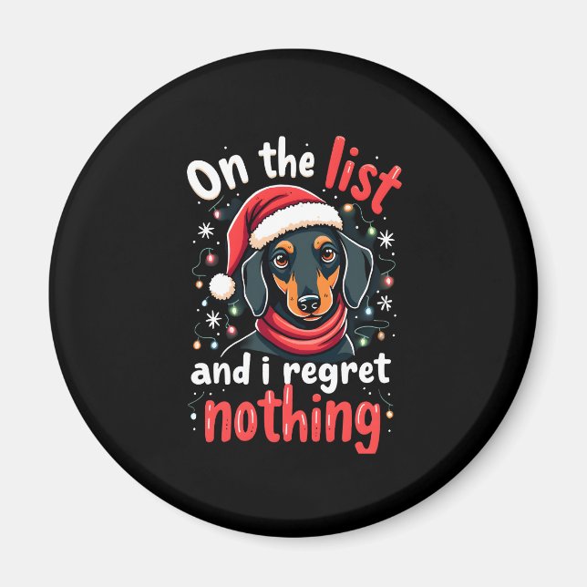 Dachshund Santa On The Naughty List Dachshund Chri Magnet (Framsidan)