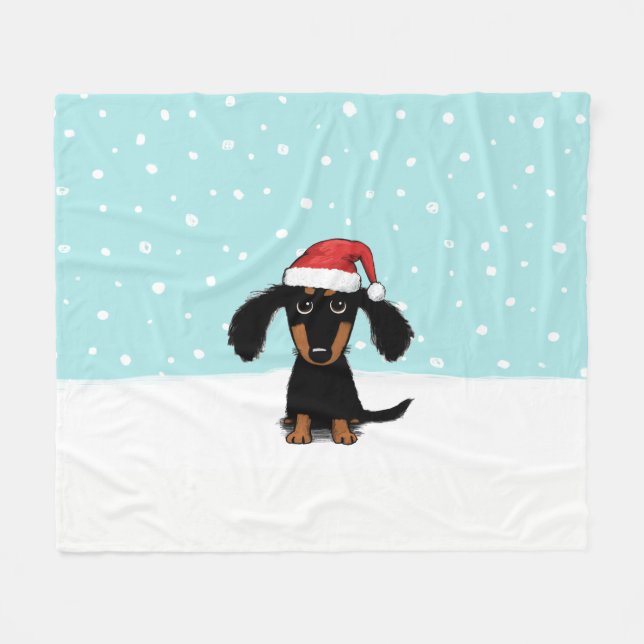 Dachshund Santa | Wiener Hund jul-Helgdag Fleecefilt (Framsidan (Horisontell))