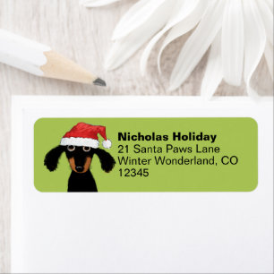 Dachshund Santas Cute jul Wiener Hund Adress Returadress Etikett