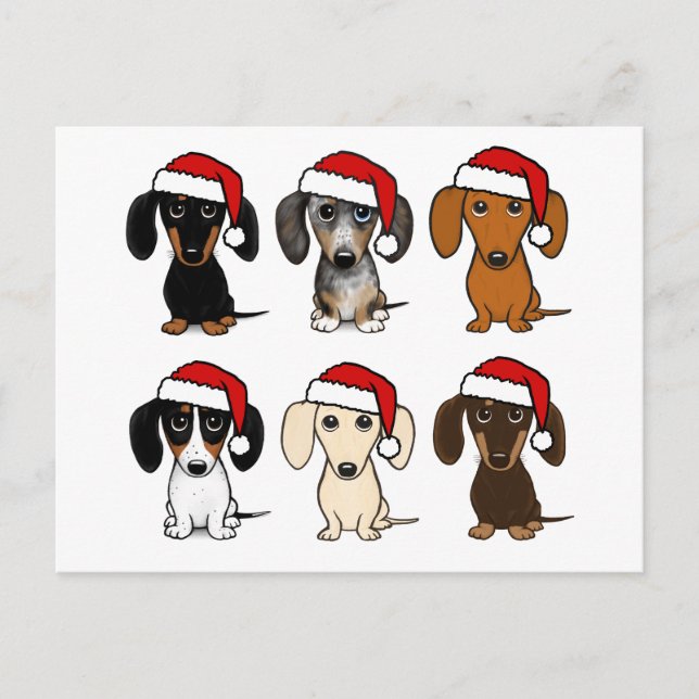 Dachshund Santas julpet Hund Helgdag Anpassningsba Vykort (Framsida)