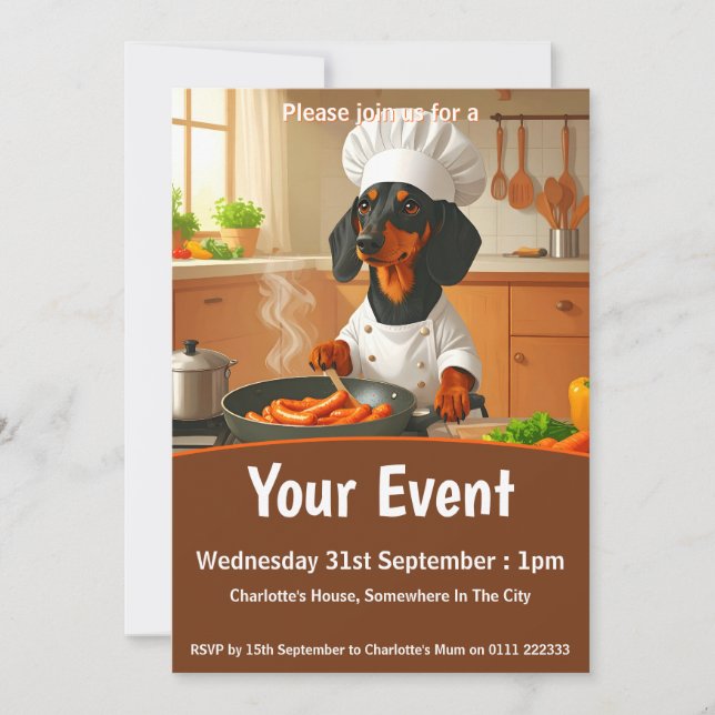 Dachshund "Sausage Dog" Inbjudningar (Framsida)