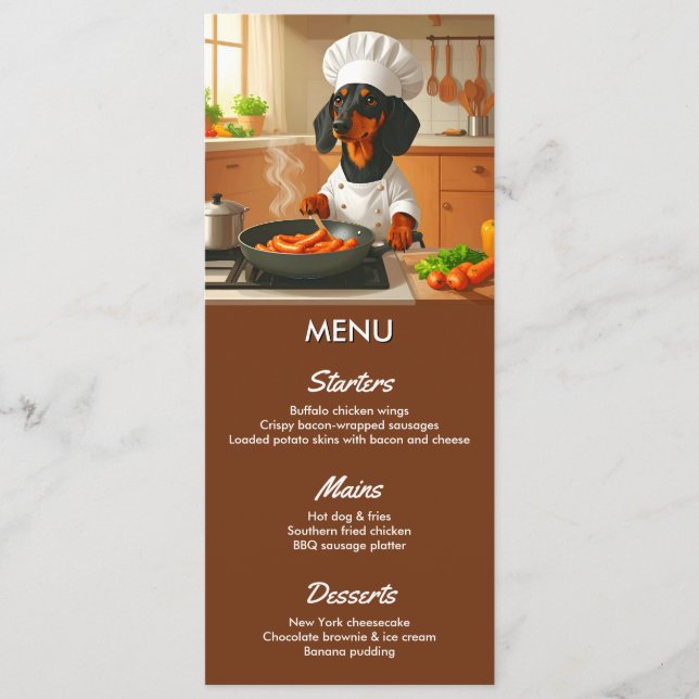 Dachshund "Sausage Dog" Meny (Framsida)
