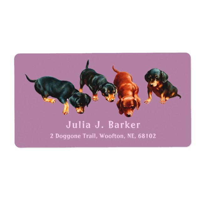 Dachshund Sausage Dog Wiener Puppies Mauve Pink Fraktsedel (Framsidan)