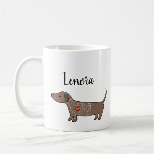Dachshund Sausage hund Wiener hund Personlig namn Kaffemugg