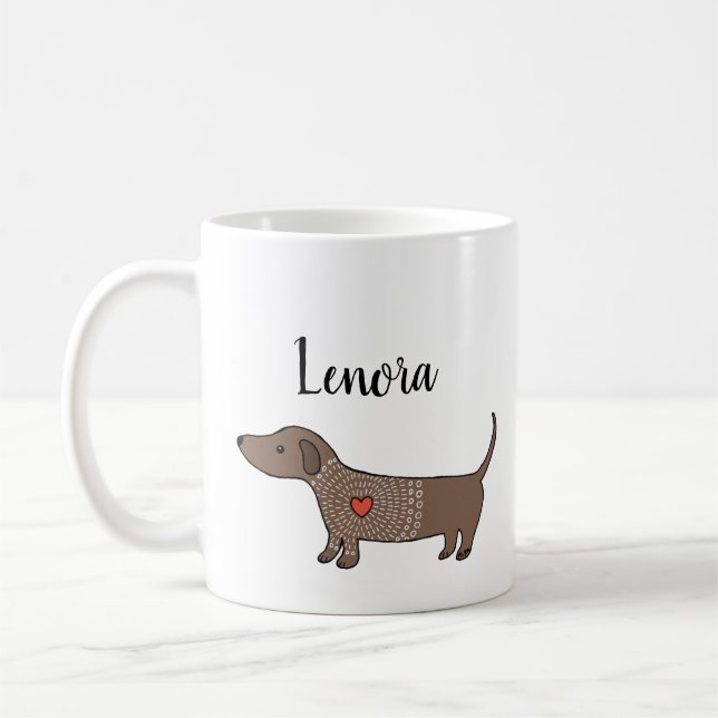 Dachshund Sausage hund Wiener hund Personlig namn Kaffemugg (Vänster)