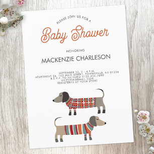 Dachshund Sause Hund Baby Shower-inbjudan Vykort
