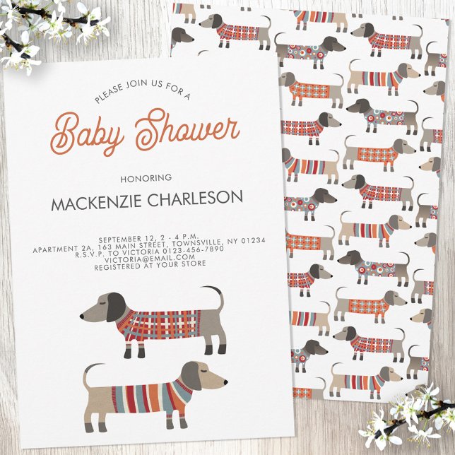 Dachshund Sause Hund Baby Shower Inbjudningar (Skapare uppladdad)