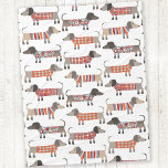 Dachshund Sause Hund Fleecefilt<br><div class="desc">Sötad liten Dachshund-korv eller wiener hundar i lygstickor. Perfekt för hundälskare och hundvalkare.</div>