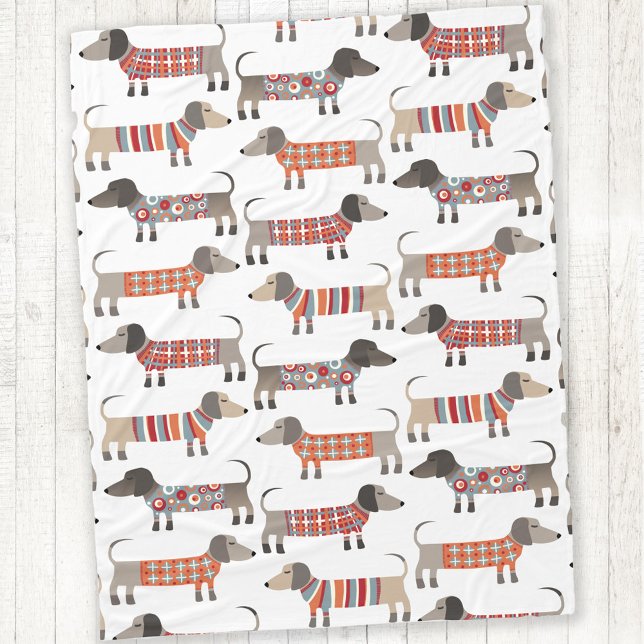 Dachshund Sause Hund Fleecefilt (Dachshund Wiener Sausage Dog fleece blanket)