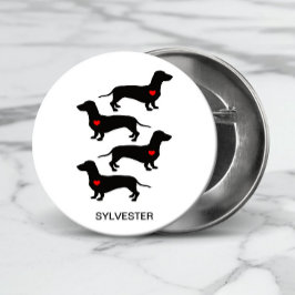 Dachshund Sause Hund Heart Monogram Namn Knapp