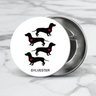 Dachshund Sause Hund Heart Monogram Namn Knapp