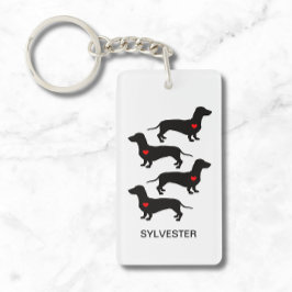 Dachshund Sause Hund Heart Monogram Namn Nyckelring