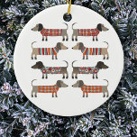 Dachshund Sause Hund Julgransprydnad Keramik<br><div class="desc">Sötad liten Dachshund-korv eller wiener hundar i lygstickor. Perfekt för hundälskare och hundvalkare.</div>