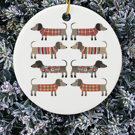Dachshund Sause Hund Julgransprydnad Keramik