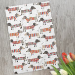 Dachshund Sause Hund Kökshandduk<br><div class="desc">Sötad liten Dachshund-korv eller wiener hundar i lygstickor. Perfekt för hundälskare och hundvalkare.</div>