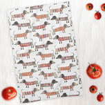 Dachshund Sause Hund Kökshandduk<br><div class="desc">Sötad liten Dachshund-korv eller wiener hundar i lygstickor. Perfekt för hundälskare och hundvalkare.</div>