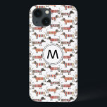 Dachshund Sause Hund Monogram Fodral-Mate iPhone C<br><div class="desc">Cute Dachshund Sause mönster för att få ett leende från alla hund älskare. Originalkonst av Nic Squirrell. Ändra det inledande monogrammet för att anpassa det.</div>