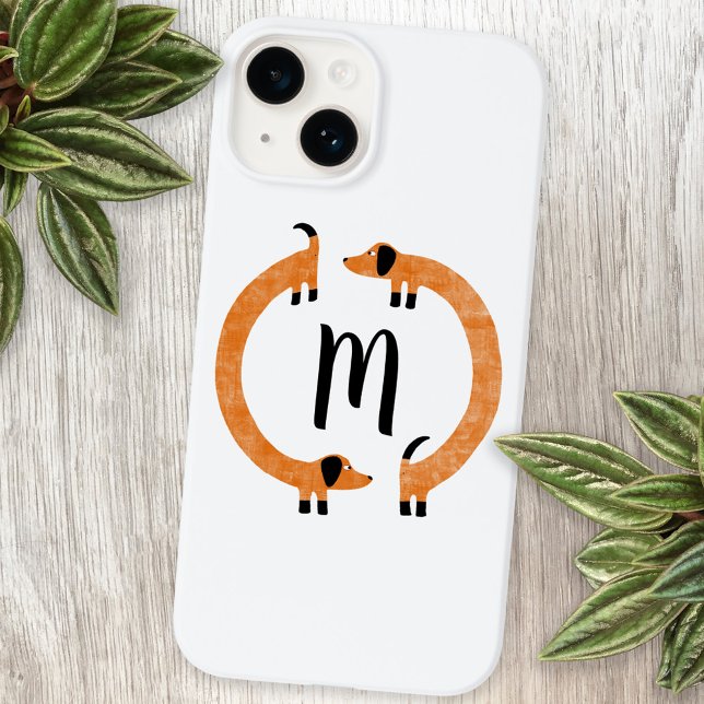 Dachshund Sause Hund Monogram iphone case (Fun dachshund wiener sausage dog monogram personalized cell phone case)