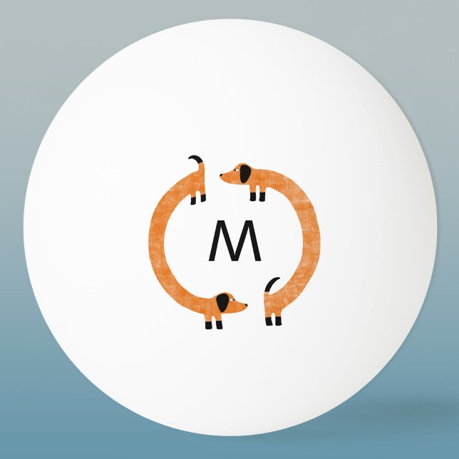 Dachshund Sause Hund Monogram Pingisboll (Fun Dachshund Wiener Sausage Dog personalized monogram initial ping pong ball)