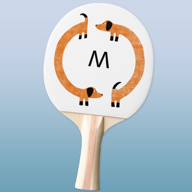 Dachshund Sause Hund Monogram Pingisracket (Fun Dachshund sausage dog monogram initial ping pong paddle)
