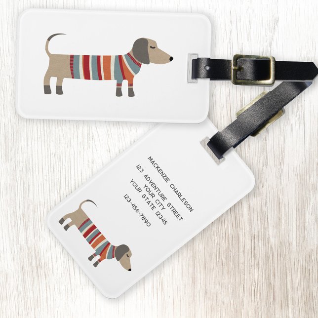 Dachshund Sause Hund Personlig Bagagebricka (Fun Dachshund Wiener Sausage dog personalized luggage tag)