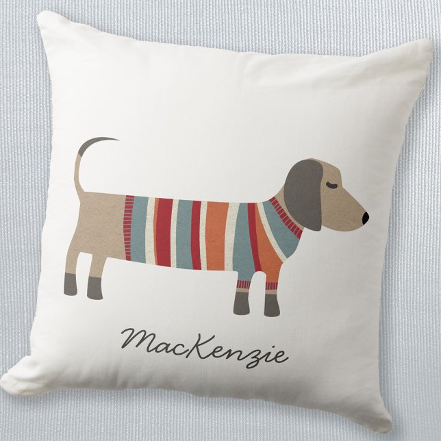 Dachshund Sause Hund Personlig Kudde (Fun personalized custom name Dachshund Wiener Sausage Dog throw pillow)