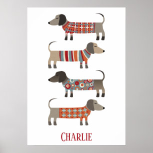 Dachshund Sause Hund Personlig Poster
