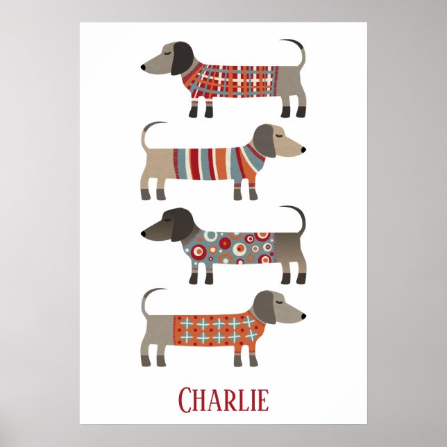 Dachshund Sause Hund Personlig Poster (Framsidan)