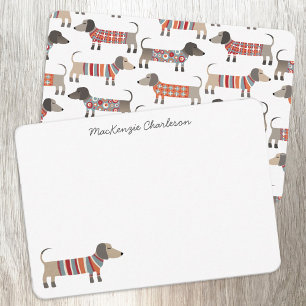 Dachshund Sause Hund Personlig Stationery Anteckningskort