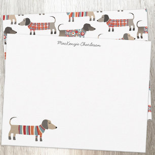 Dachshund Sause Hund Personlig Stationery Anteckningskort