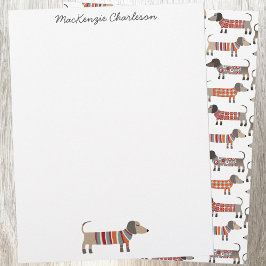 Dachshund Sause Hund Personlig Stationery Brevhuvud