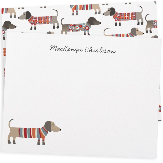 Dachshund Sause Hund Personlig Stationery Brevhuvud (Fun Dachshund Wiener Sausage Dog personalized custom name stationery)