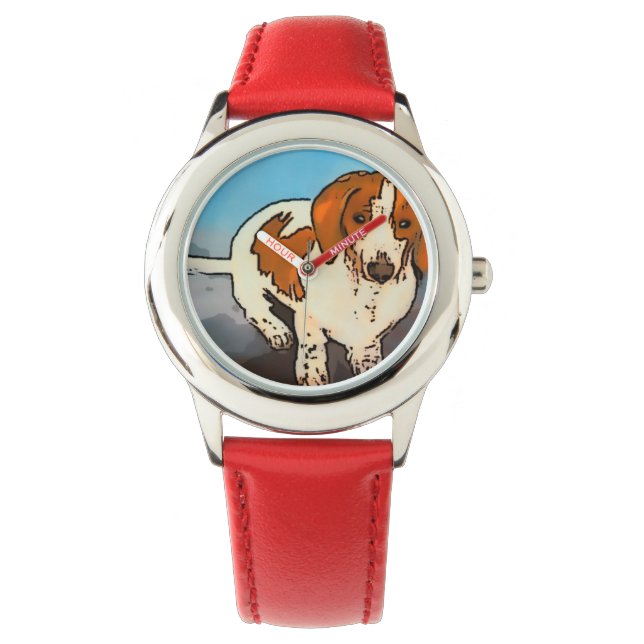 Dachshund Sause Hund Pet Watercolor Armbandsur (Framsida)