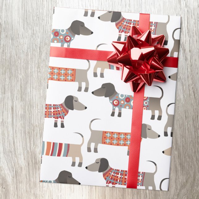 Dachshund Sause Hund Presentpapper (Dachshund Wiener Sausage Dog fun gift wrap)